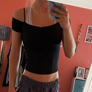 Black American Eagle Crop Top